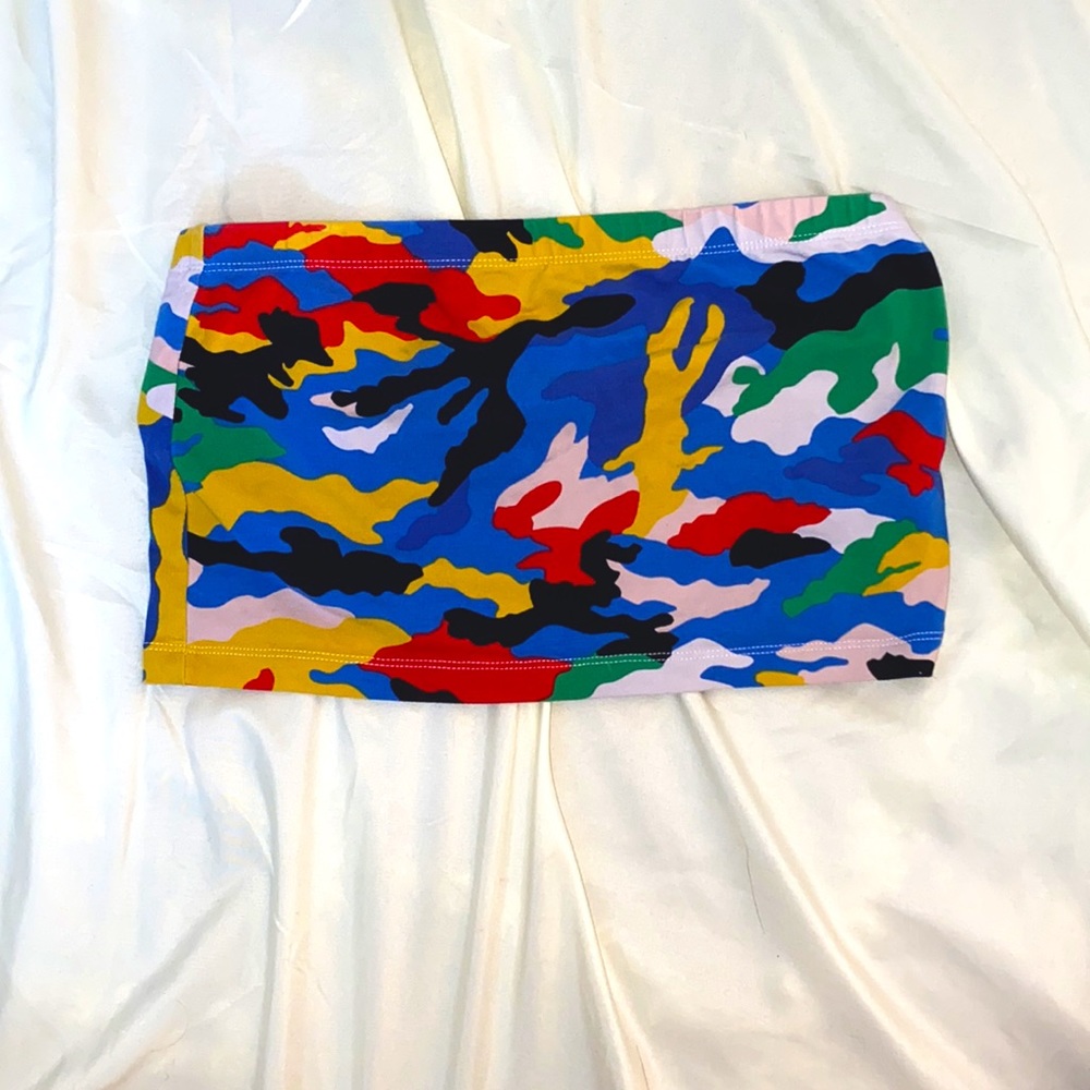Multi-colored Camo Tube Top